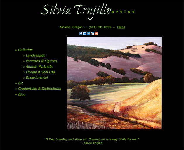 silviatrujillo.com - Artist Silvia Trujillo Home Page screenshot