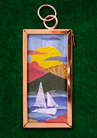 Pressed Flower Pendant with Bright Sailboat scene