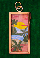 Pressed Flower Pendant with Tropical Shore scene