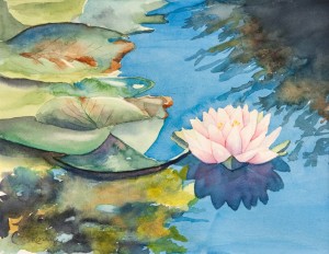 Water Lily, watercolor painting by Norm Rossignol