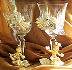 Custom adorned wedding goblets by fashion jewelry designer Wendy Gell
