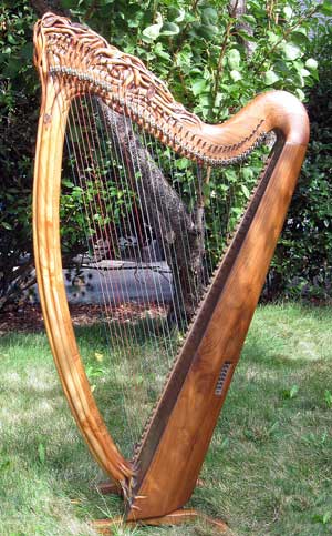 mountainglenharps.com - rivendell harp, custom made andhandcarved by Glenn Hill of Mountain Glen Harps