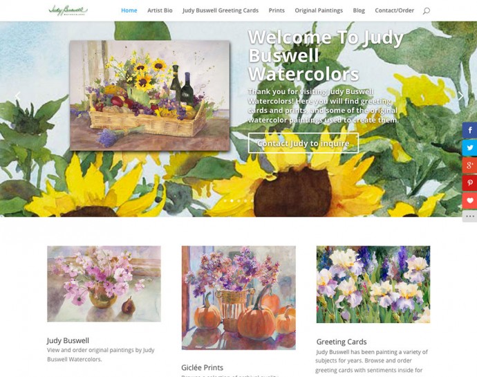 judybuswell.com Home page, above the fold