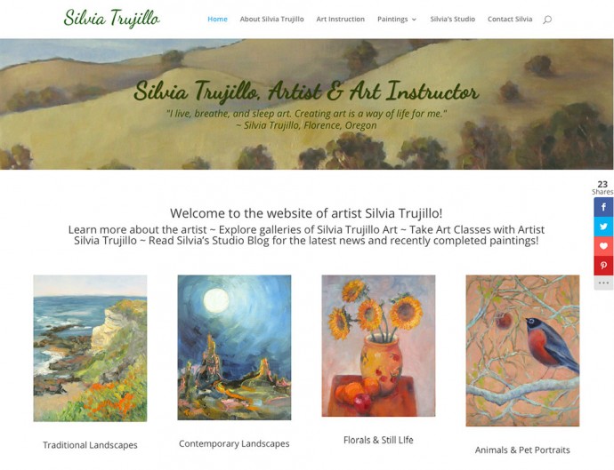 silviatrujillo.com : Silvia's Studio Home, above the fold