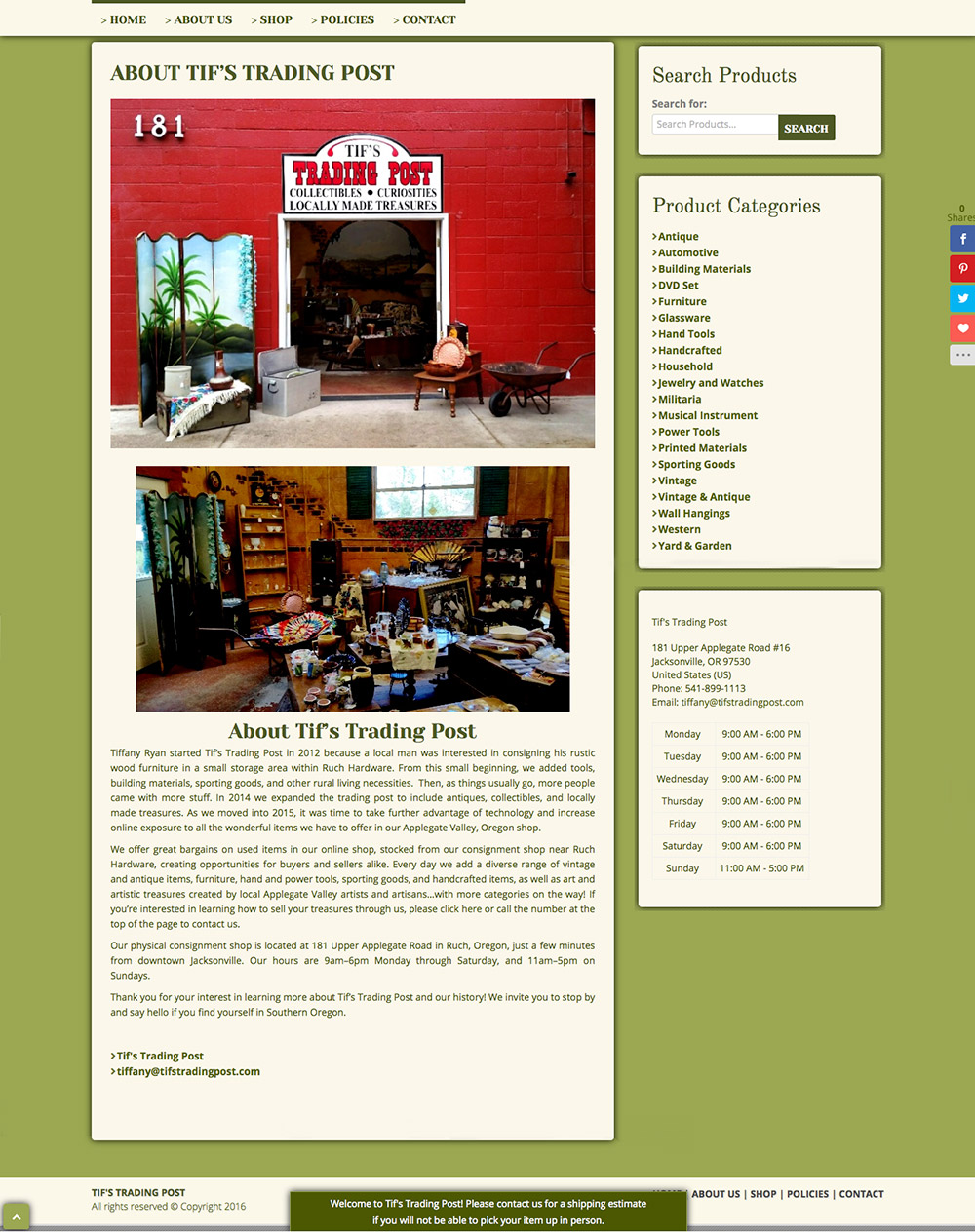 tifstradingpost.com Tif's Trading Post - About page