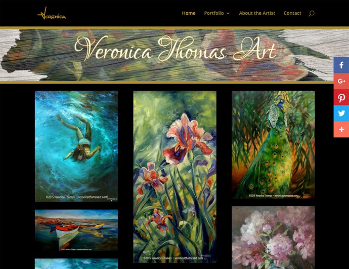veronicathomasart.com Veronica Thomas Header change when scrolling down