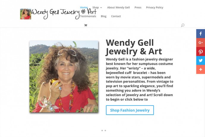 wendygell.com Home page, above the fold