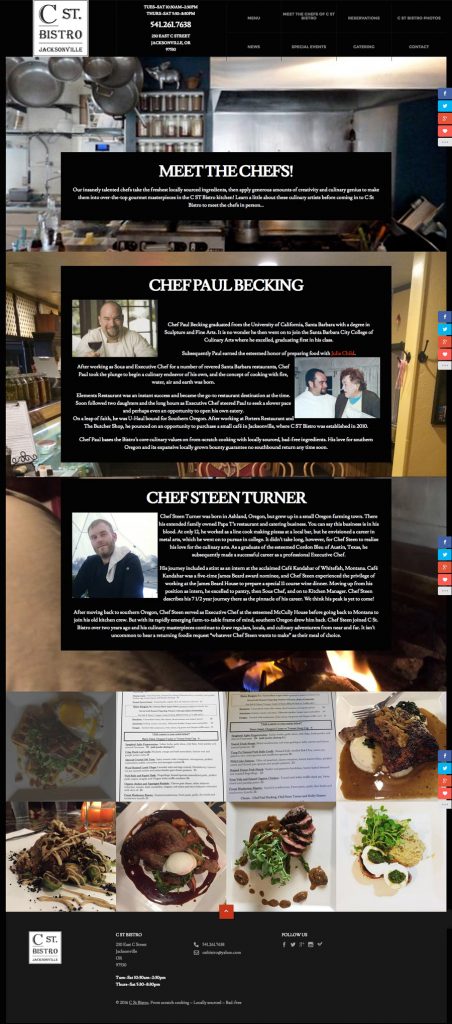 cstbistro.com restaurant website: Meet the Chefs page